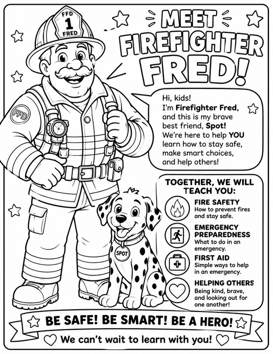 Firefighter Fred's Safety Coloring Book