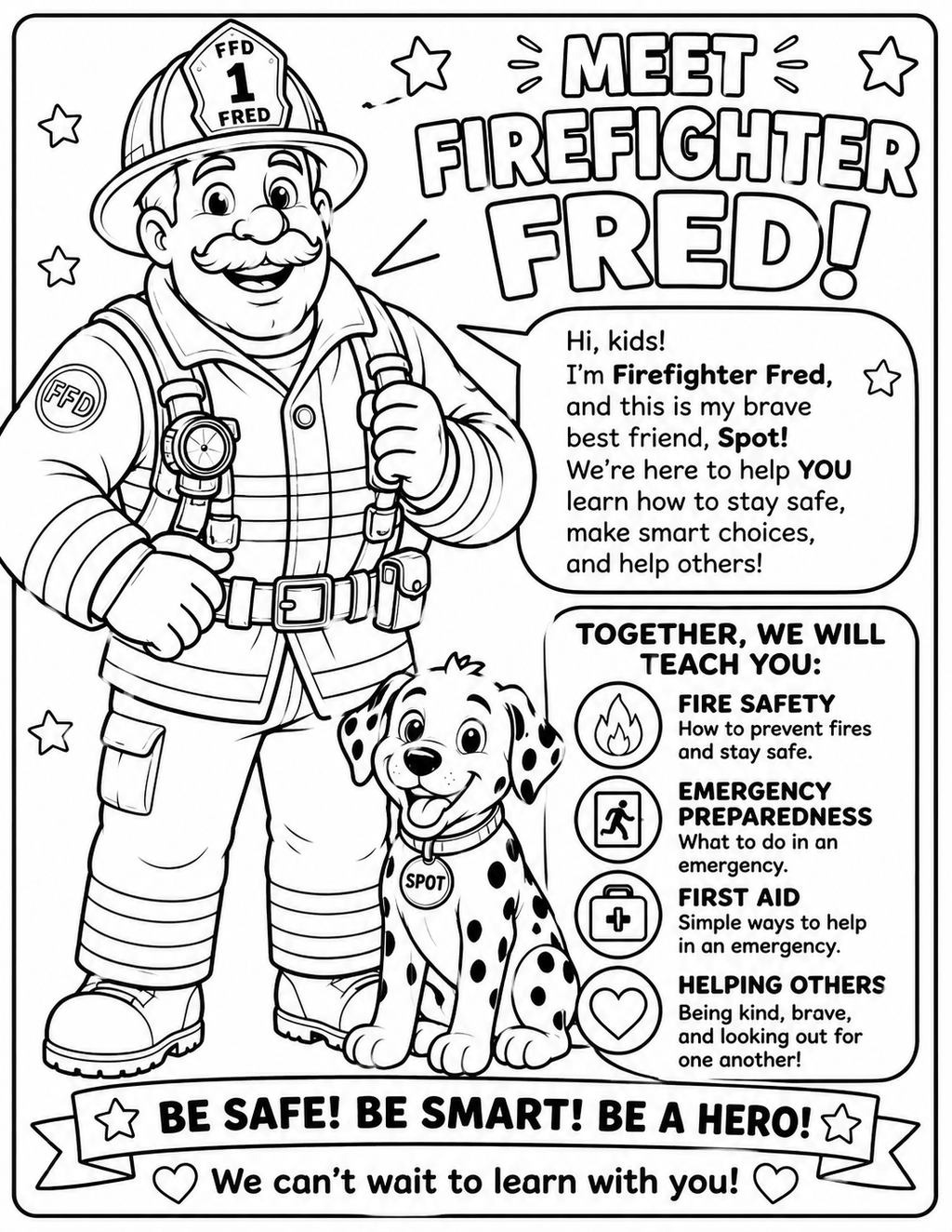 Firefighter Fred's Safety Coloring Book