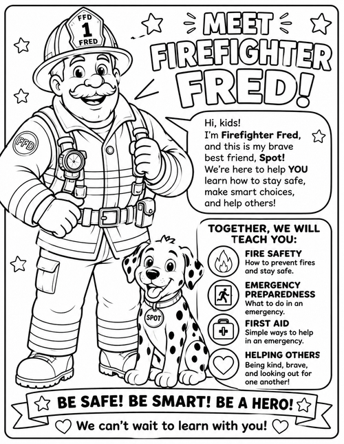 Firefighter Fred's Safety Coloring Book