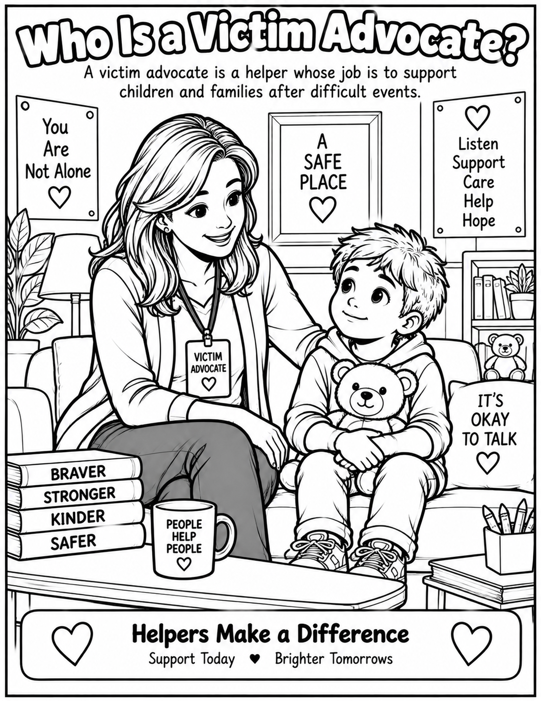 You are not alone, a coloring and activity book for kids after something scary